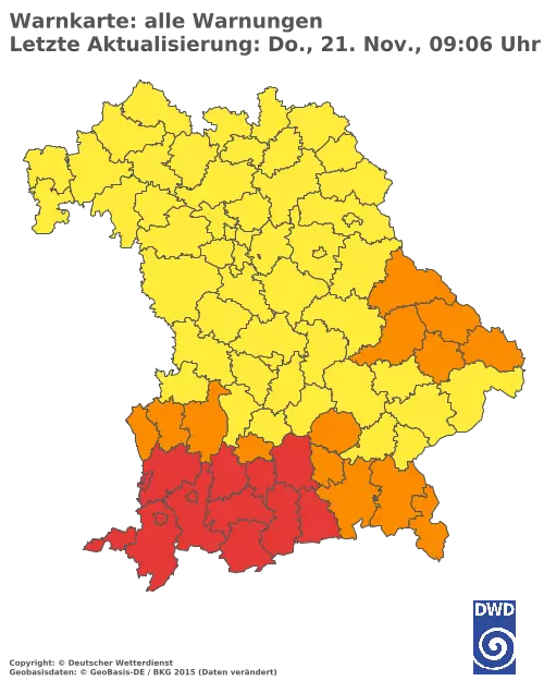 Aktuelle Wetterwarnungen für  Landsberg am Lech